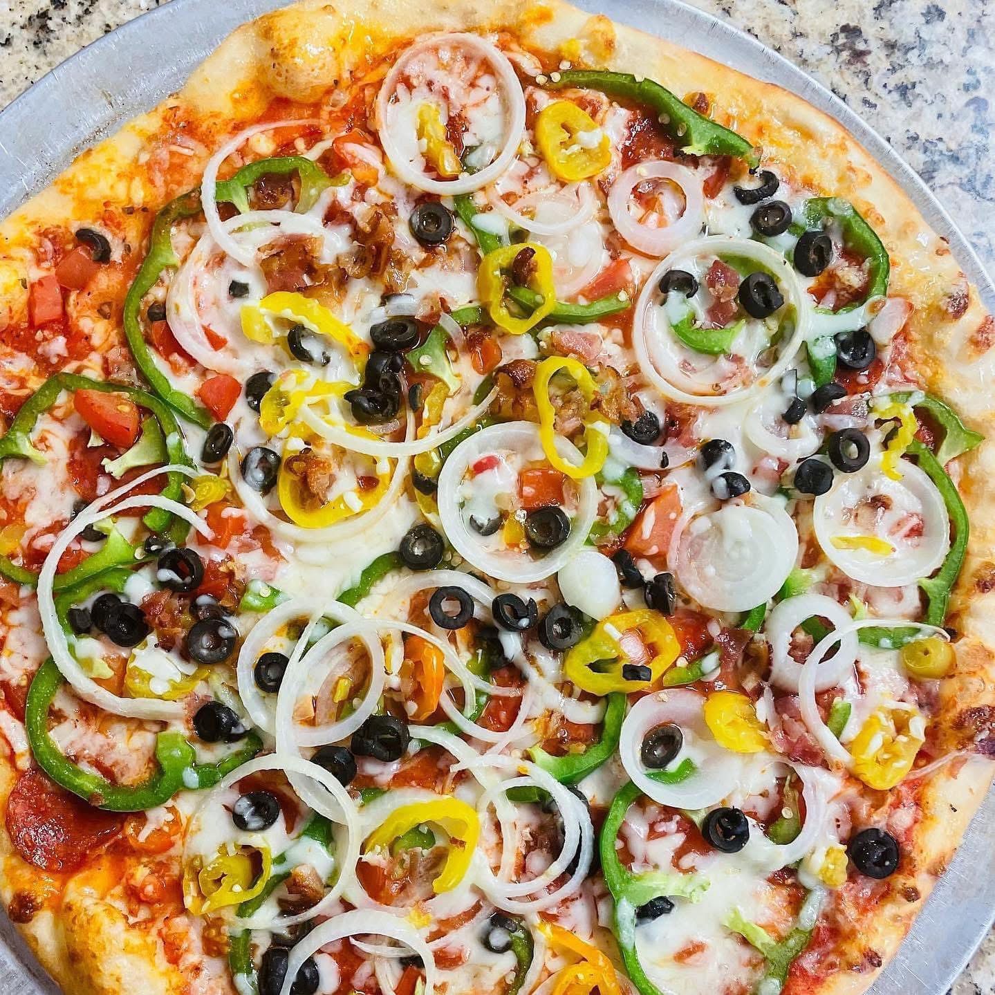 Mediterranean pizza special loaded with vegetable