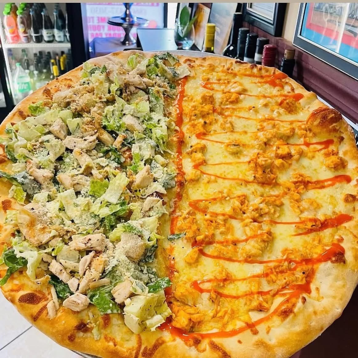 Half Buffalo chicken+Chicken Caesar