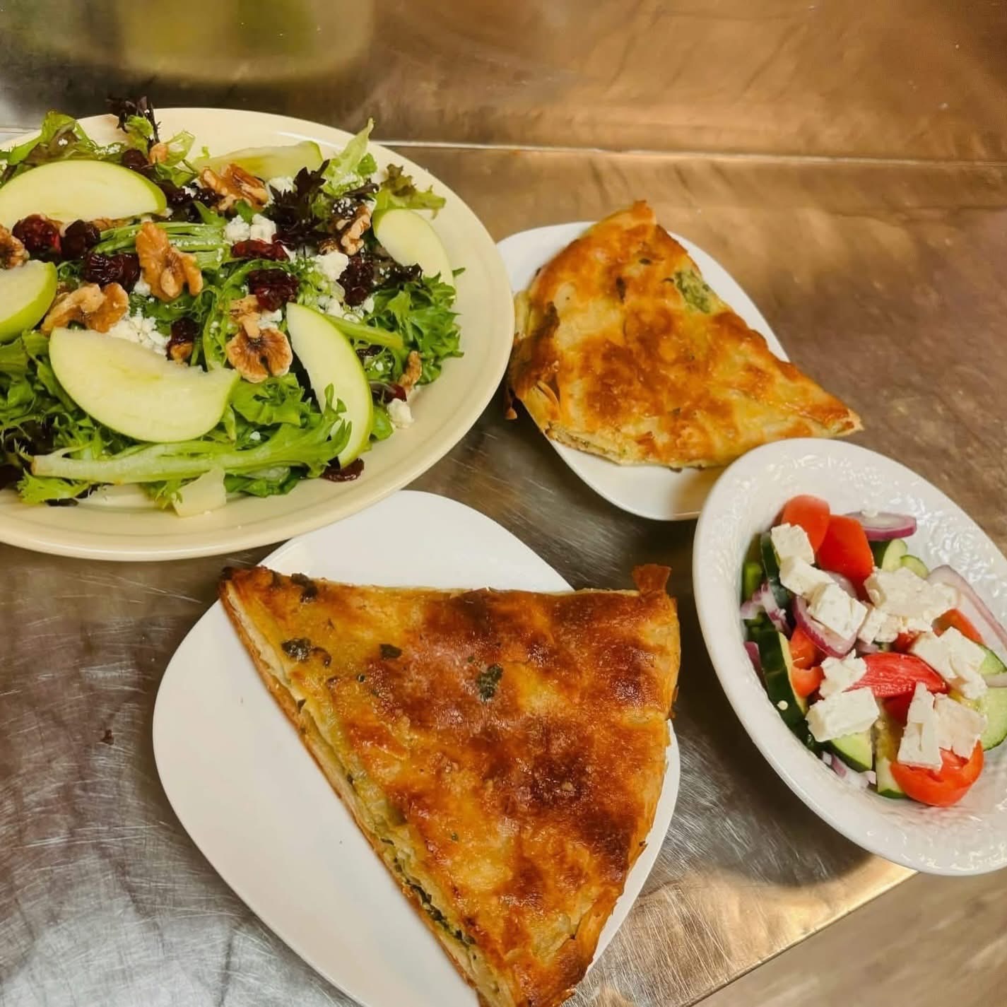 Byrek slices and salads