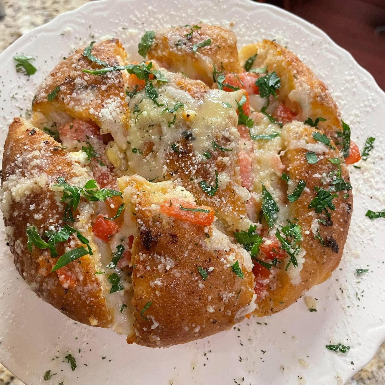 Loaded, freshly baked bread
