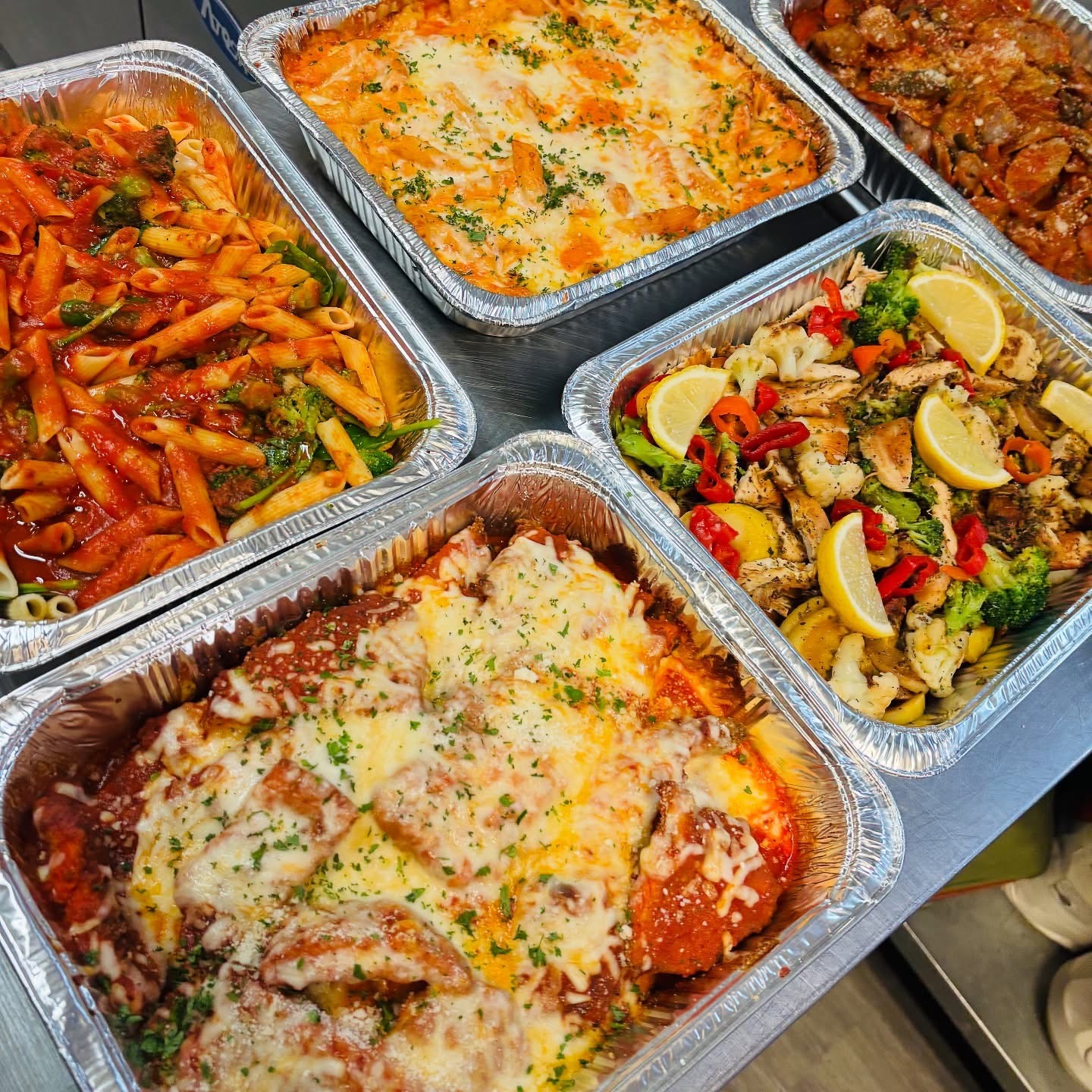 Chicken Parmesan,Chicken and veggies,gluten free pasta and veggies